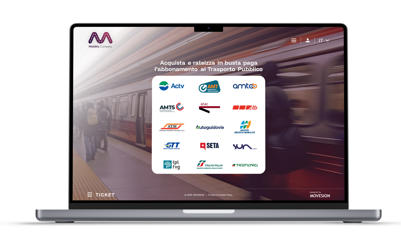 Il portale Mobility Company con i loghi degli operatori del trasporto pubblico